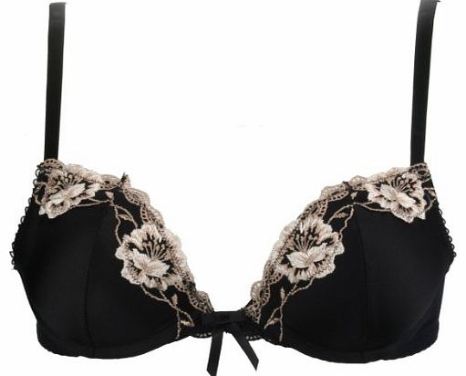 Ex-Store Ex Store Black Silk Padded Plunge Bra 32A