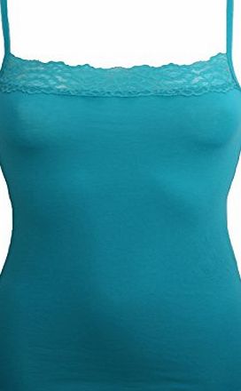 Ex-Store Ex Store Lace Trim Camisole Vest Top Turquoise 12