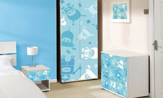 Expressive Furniture Blue Robot Design Childrens/Kids White Bedroom Furniture Sets