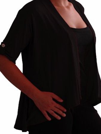 Eye Catch Eyecatch TM - Emily Womens Open Casual Jersey Cardi Ladies Plus Size Cardigan Black Size 26-28