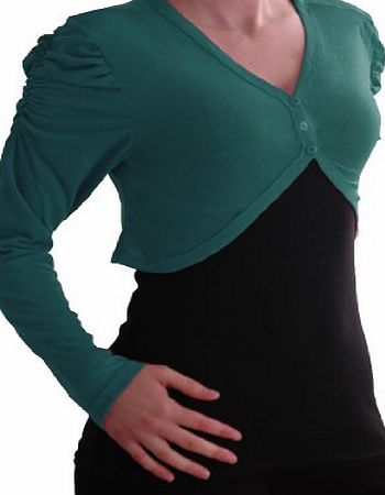 Eye Catch EyeCatch TM - Isabelle Fitted Bolero Jersey Knit Cardi Shrug One Size Teal