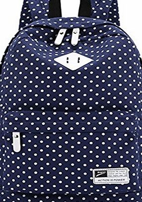 F-Dorla F.Dorla New Fashion Women Vintage Floral Casual Canvas Sports School Bag Rucksack Backpack (Dark Blue)