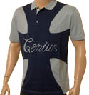 Mens Fake Pearl Blue & Navy Cotton Polo Shirt