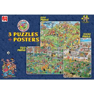 Jumbo Jan van Haasteren 3 in 1 Football Jigsaw Puzzles plus posters