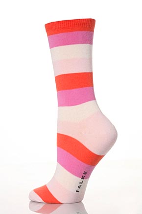 Falke Ladies 1 Pair Falke Block Stripe Socks In 17 Colours Rioja