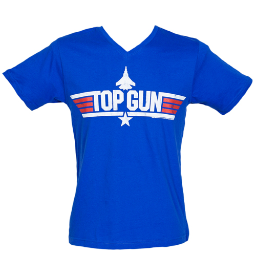 Mens Royal Blue V-Neck Top Gun Maverick