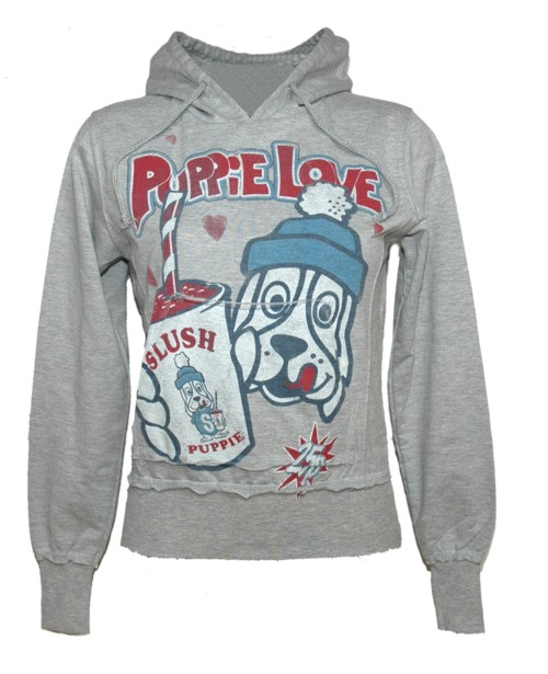 Ladies Grey Puppie Love Slush Puppie Hoodie from