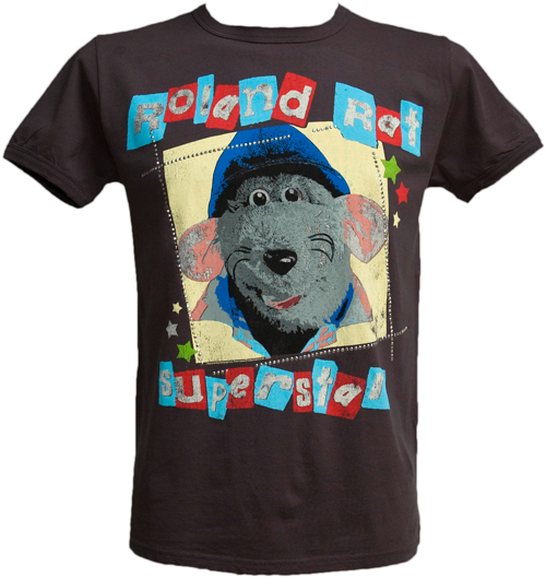 Men` Black Roland Rat Superstar T-Shirt from Famous Forever