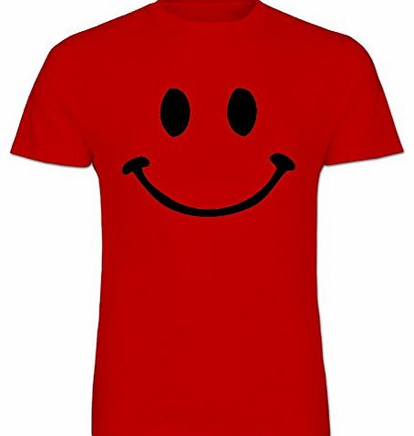 Retro Happy Funny Smiley Face Kids Boy Girl Cotton Short Red Sleeve T-Shirt - Size 3 - 4 Years