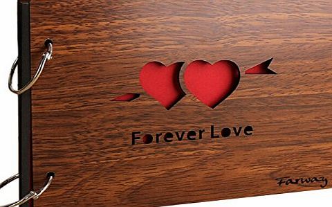 Farway Diy Photo Album Wood Full Love Anniversary Scrapbook 8 X 6 Inches With 1pc Photo Corner Sticker