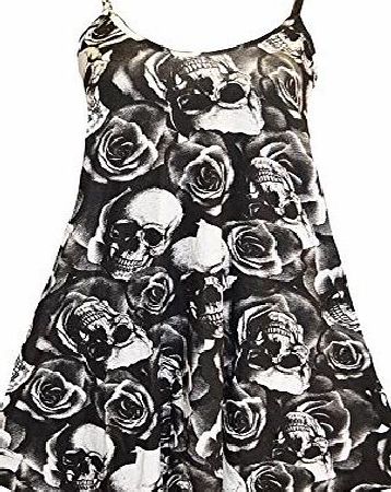 FASHION FAIRIES LTD FASHION FAIRIES NEW WOMENS LADIES PLUS SIZE SLEEVELESS CAMI STRAPPY PRINT SWING DRESS LONG VEST TOPS SIZE UK8-26