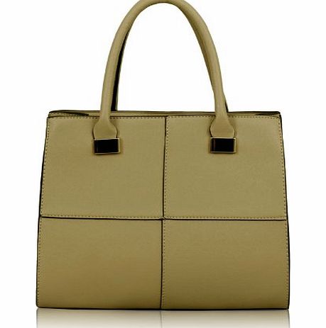 FASHION ONLY Stylish Womens Ladies Celebrity Fashion Tote HandBag Beige (TI00153)