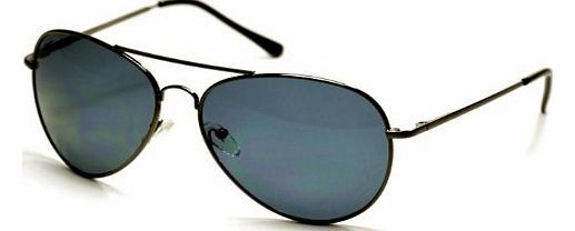 BLACK AVIATOR SUNGLASSES & CLOTH CASE UV400 DESIGNER MENS LADIES SHADES