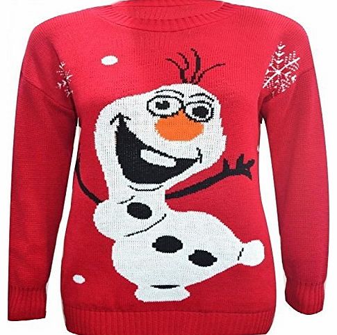 NEW CHILDREN KIDS UNISEX BOY GIRL OLAF FROZEN CHRISTMAS JUMPER SWEATER UK SIZE 5-14 (5-6 YEAR, RED/WINE)