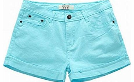 favor best New Womens Casual Candy Colour Shorts Short Jeans Pants Light blue