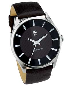 fenchurch Gents Black Strap Round Dial Watch