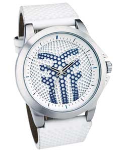 Gents White Strap Watch