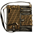 Black & Tobacco Zucca Jacquard Flat Shoulder Bag