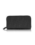 Black Zucca Coated Canvas Zip Around Wallet