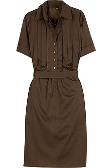 Pleated bib shirt dress