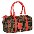 Selleria Zucca Jacquard Boston Bag w/Red Trim