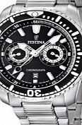 Festina Mens Black Silver Chronograph Watch