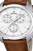 Festina Mens Brown Leather Strap Chronograph Watch