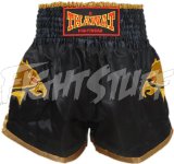 FightStuff Thawat Black w. Gold Eagle Muay Thai Boxing Shorts, 3L