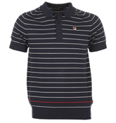 Fila Delfanio Peacoat Knitted Striped Polo Shirt