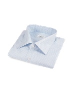 Light Blue Striped Italian Handmade Slim Dress Shirt