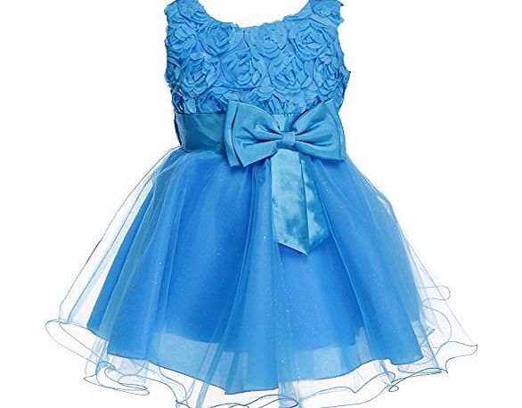 Finejo  Flower Girls Sequin Glitter Beaded Dress Christmas Pageant Graduation Dark Blue 100