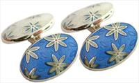 Fiona Rae White / Blue Flower Double Cufflinks by