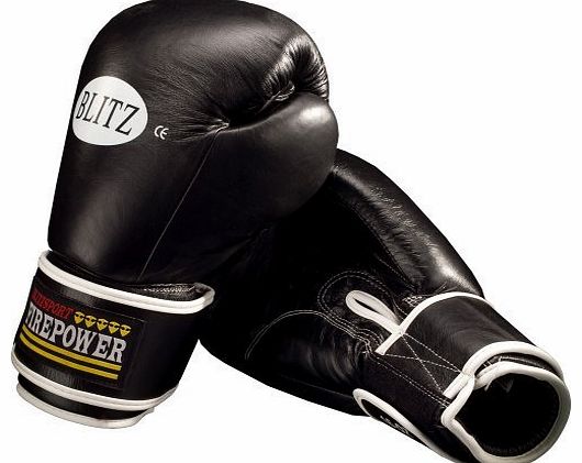 Fire Power Firepower Leather Boxing Gloves 16oz Black