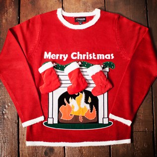 Firebox Light Up Fireplace Christmas Jumper with