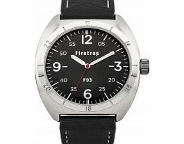 Firetrap Mens Black Leather Strap Watch