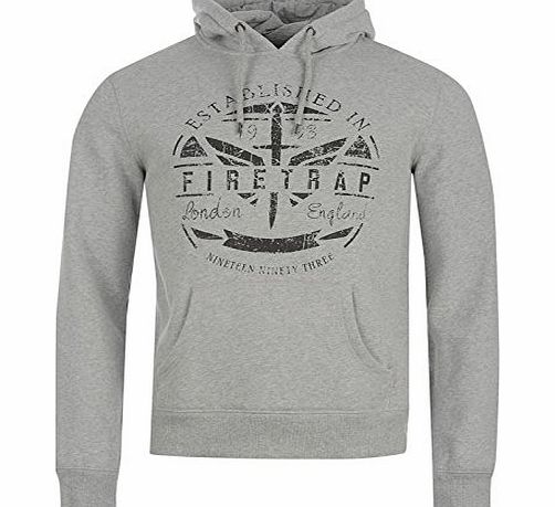 Firetrap Mens Calisto Long Sleeve Kangaroo Pocket Cotton Blend Hoody Hoodie Grey Marl XXL