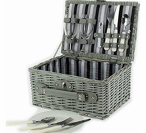 First 4 Hampers 2 Person Sparkling Grey Picnic Hamper