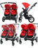 First Wheels Twin Elite Pushchair Red inc inc