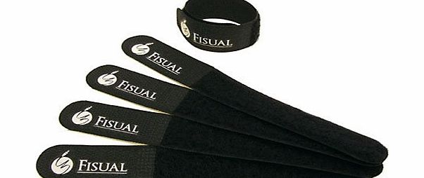 Fisual Chunky Reuseable Hook amp; Loop Cable Ties - 20 Pack Black