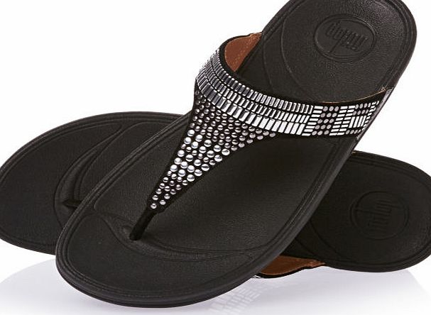 Womens Fitflop Aztek Chada Flip Flops - Black