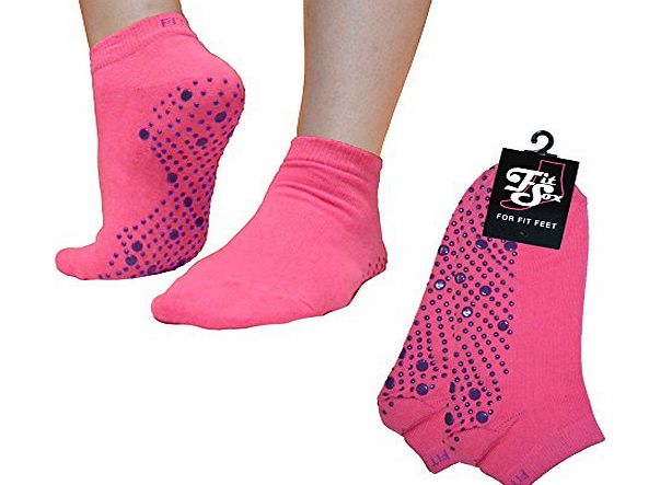 FitSox Pilates, Yoga, Martial Arts, Fitness, Dance, Barre. Anti-slip / Non-slip, Falls Prevention Grip Socks, Sox (Pink/Purple)