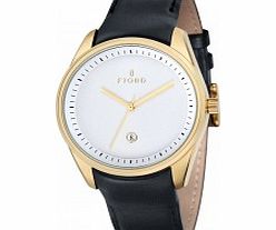 Fjord Mens Dan 3 Hand Gold Black Watch