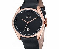 Fjord Mens Dan 3 Hand Rose Gold Black Watch