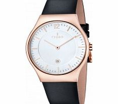 Fjord Mens Olle 2 Hand Rose Gold Black Slim Watch