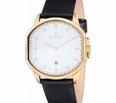 Fjord Mens Stein 2 Hand Gold Black Slim Watch