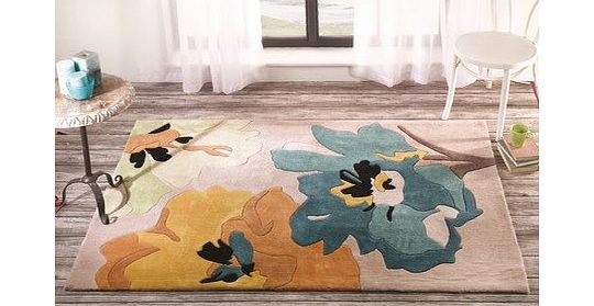 Flair Rugs Infinite Seasons Bloom Floral Handtufted Rug, Teal/Ochre, 120 x 170 Cm