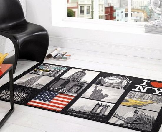 Matrix Big Apple Multi New York City Rugs Modern Retro Funky Vibrant Versatile American Bedroom Lounge Rug