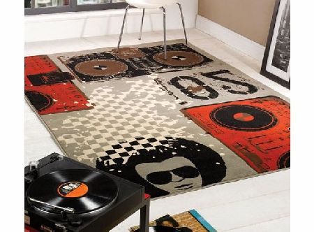 Flair Rugs Retro Funky Beat Box Rug, Multi, 120 x 160 Cm