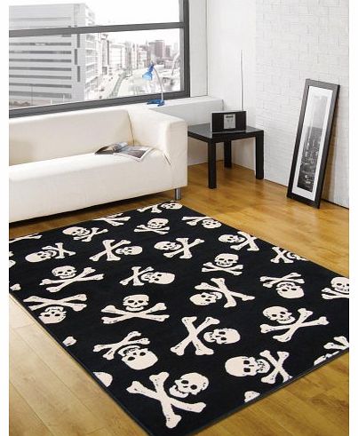 Retro Funky Cross Bones Black Modern Design Oblong Rug 120X160