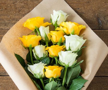 Flowers Direct Yellow and White Roses